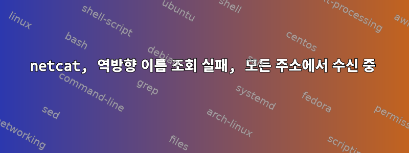 netcat, 역방향 이름 조회 실패, 모든 주소에서 수신 중