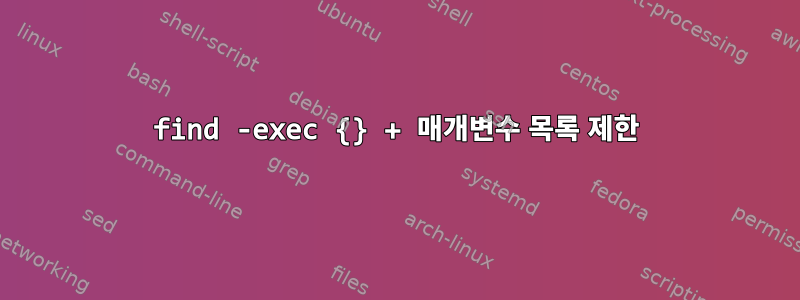 find -exec {} + 매개변수 목록 제한