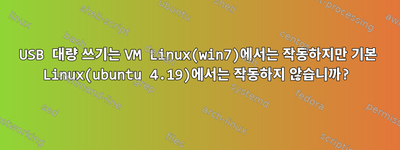 USB 대량 쓰기는 VM Linux(win7)에서는 작동하지만 기본 Linux(ubuntu 4.19)에서는 작동하지 않습니까?