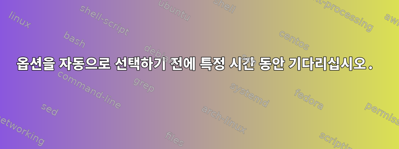 옵션을 자동으로 선택하기 전에 특정 시간 동안 기다리십시오.