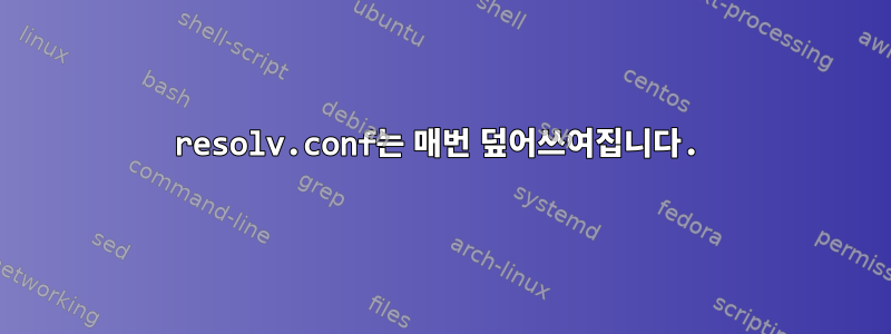 resolv.conf는 매번 덮어쓰여집니다.