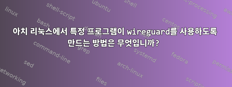 아치 리눅스에서 특정 프로그램이 wireguard를 사용하도록 만드는 방법은 무엇입니까?