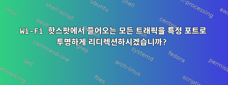 Wi-Fi 핫스팟에서 들어오는 모든 트래픽을 특정 포트로 투명하게 리디렉션하시겠습니까?