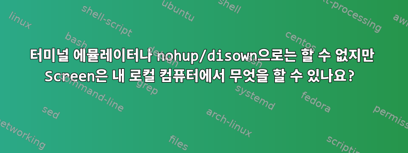 터미널 에뮬레이터나 nohup/disown으로는 할 수 없지만 Screen은 내 로컬 컴퓨터에서 무엇을 할 수 있나요?