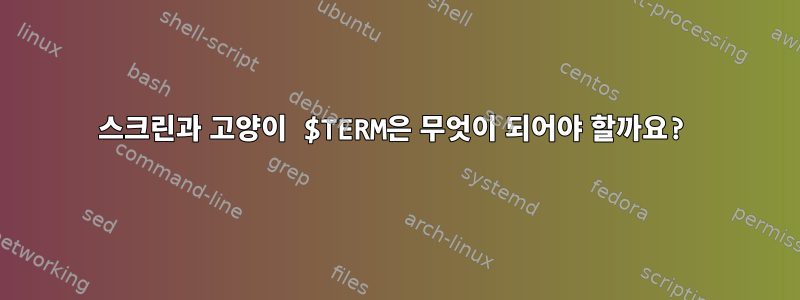 스크린과 고양이 $TERM은 무엇이 되어야 할까요?