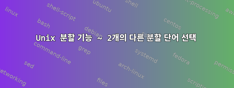 Unix 분할 기능 ~ 2개의 다른 분할 단어 선택