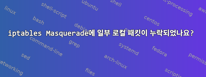 iptables Masquerade에 일부 로컬 패킷이 누락되었나요?