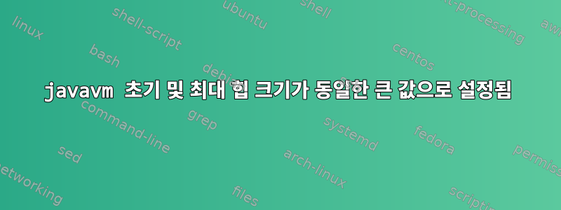 javavm 초기 및 최대 힙 크기가 동일한 큰 값으로 설정됨