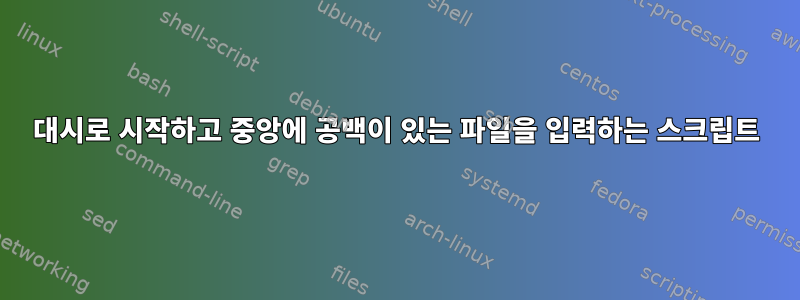 대시로 시작하고 중앙에 공백이 있는 파일을 입력하는 스크립트