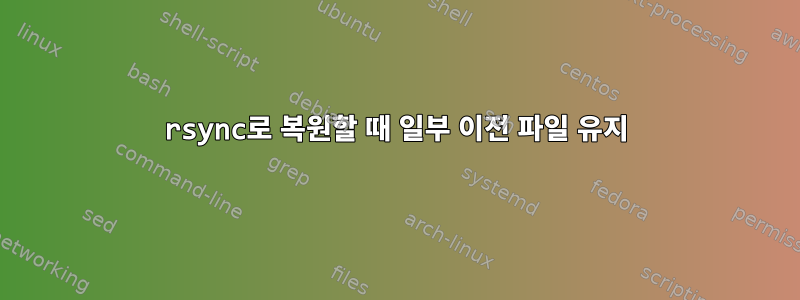 rsync로 복원할 때 일부 이전 파일 유지