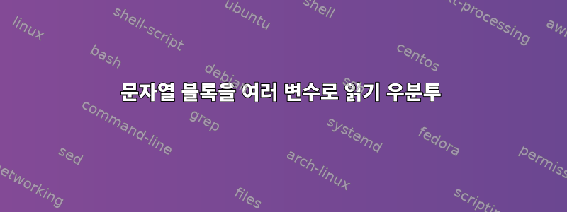 문자열 블록을 여러 변수로 읽기 우분투