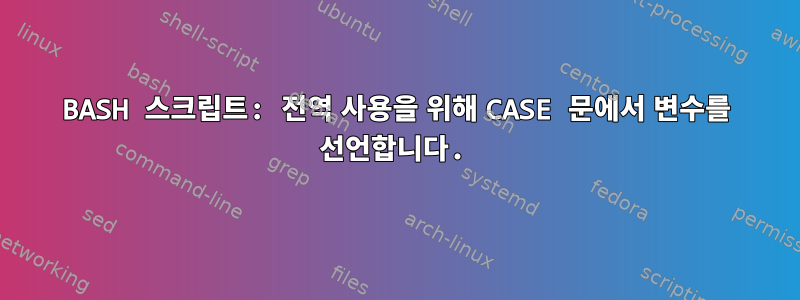 BASH 스크립트: 전역 사용을 위해 CASE 문에서 변수를 선언합니다.