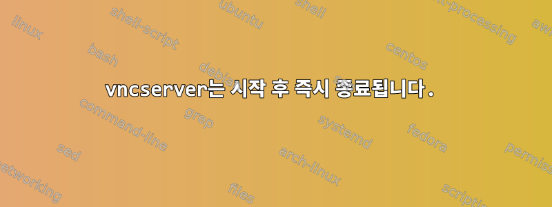 vncserver는 시작 후 즉시 종료됩니다.