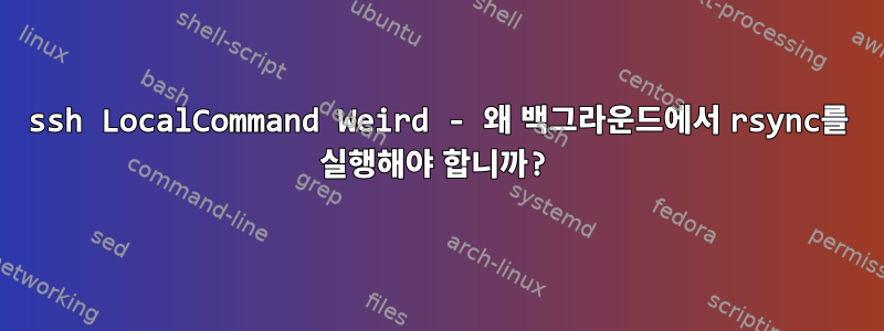 ssh LocalCommand Weird - 왜 백그라운드에서 rsync를 실행해야 합니까?