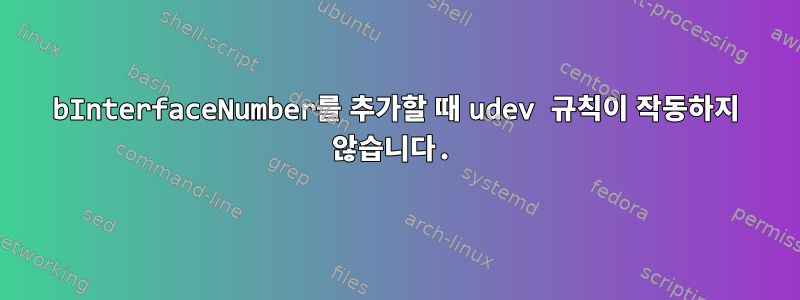 bInterfaceNumber를 추가할 때 udev 규칙이 작동하지 않습니다.