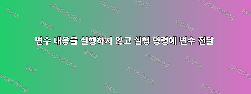 변수 내용을 실행하지 않고 실행 명령에 변수 전달