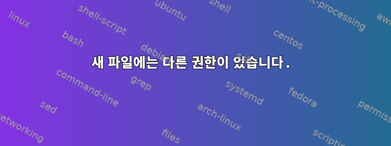 새 파일에는 다른 권한이 있습니다.