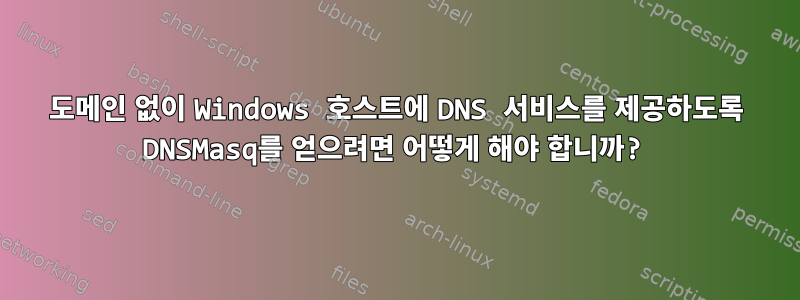 도메인 없이 Windows 호스트에 DNS 서비스를 제공하도록 DNSMasq를 얻으려면 어떻게 해야 합니까?