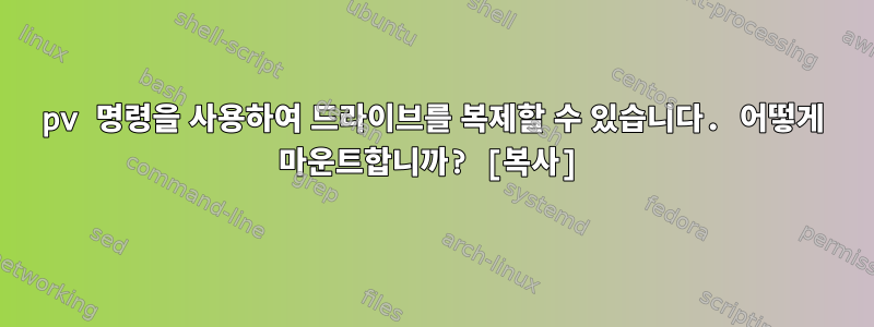 pv 명령을 사용하여 드라이브를 복제할 수 있습니다. 어떻게 마운트합니까? [복사]