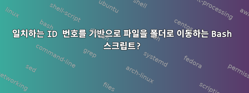 일치하는 ID 번호를 기반으로 파일을 폴더로 이동하는 Bash 스크립트?