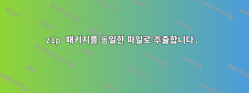 zip 패키지를 동일한 파일로 추출합니다.