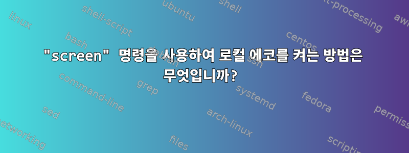 "screen" 명령을 사용하여 로컬 에코를 켜는 방법은 무엇입니까?