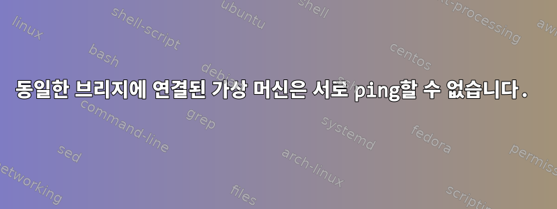 동일한 브리지에 연결된 가상 머신은 서로 ping할 수 없습니다.