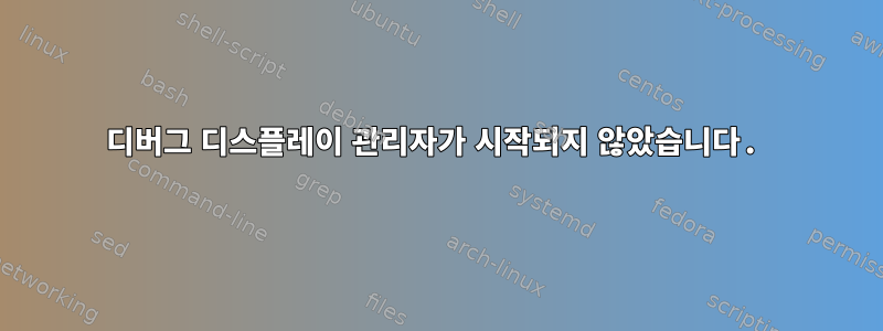 디버그 디스플레이 관리자가 시작되지 않았습니다.