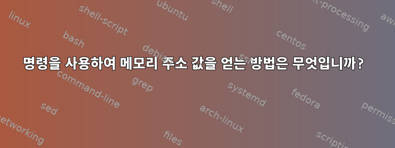 명령을 사용하여 메모리 주소 값을 얻는 방법은 무엇입니까?