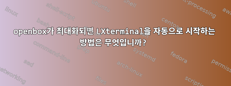 openbox가 최대화되면 LXterminal을 자동으로 시작하는 방법은 무엇입니까?