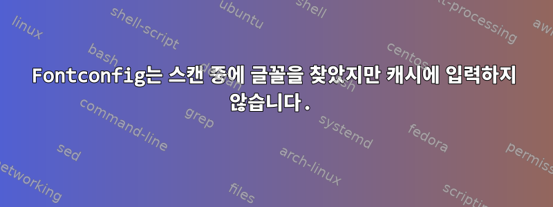 Fontconfig는 스캔 중에 글꼴을 찾았지만 캐시에 입력하지 않습니다.