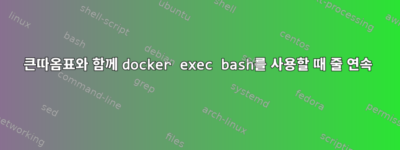 큰따옴표와 함께 docker exec bash를 사용할 때 줄 연속