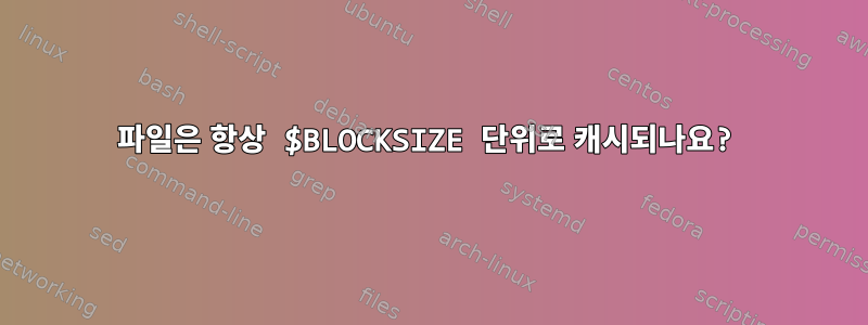 파일은 항상 $BLOCKSIZE 단위로 캐시되나요?