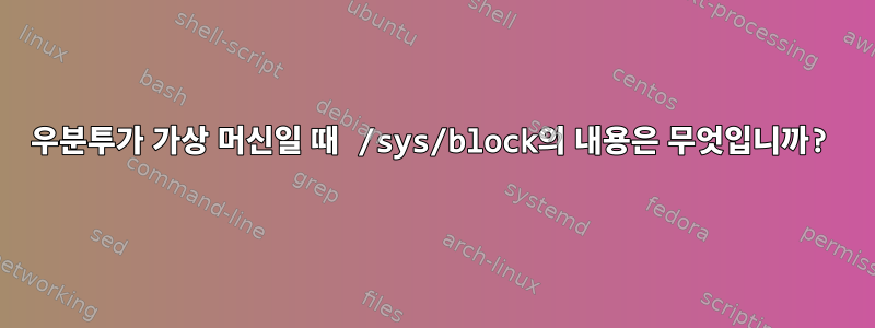 우분투가 가상 머신일 때 /sys/block의 내용은 무엇입니까?