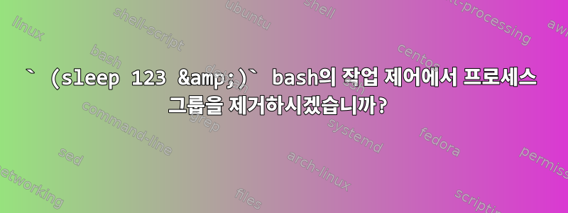 ` (sleep 123 &amp;)` bash의 작업 제어에서 프로세스 그룹을 제거하시겠습니까?