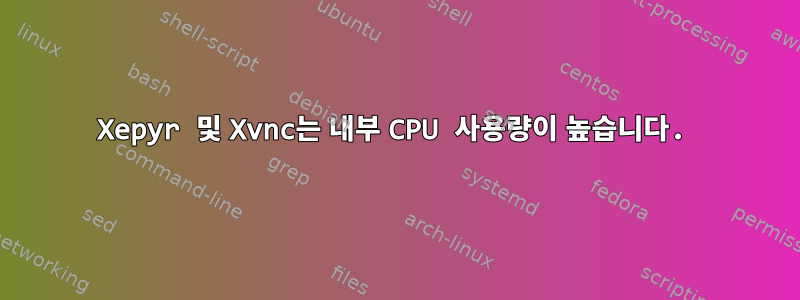 Xepyr 및 Xvnc는 내부 CPU 사용량이 높습니다.