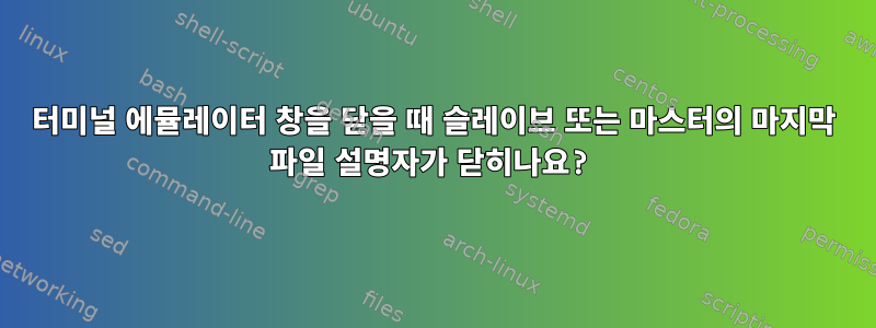 터미널 에뮬레이터 창을 닫을 때 슬레이브 또는 마스터의 마지막 파일 설명자가 닫히나요?