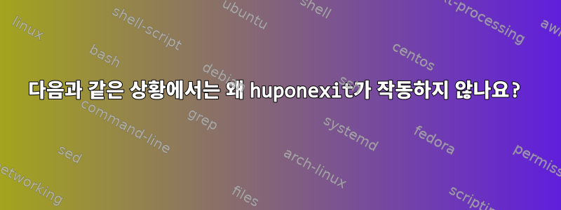 다음과 같은 상황에서는 왜 huponexit가 작동하지 않나요?