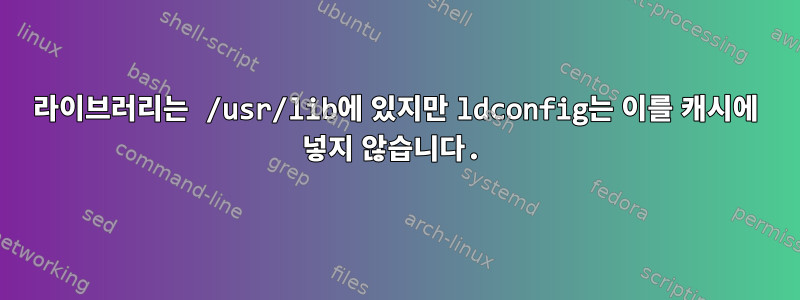 라이브러리는 /usr/lib에 있지만 ldconfig는 이를 캐시에 넣지 않습니다.