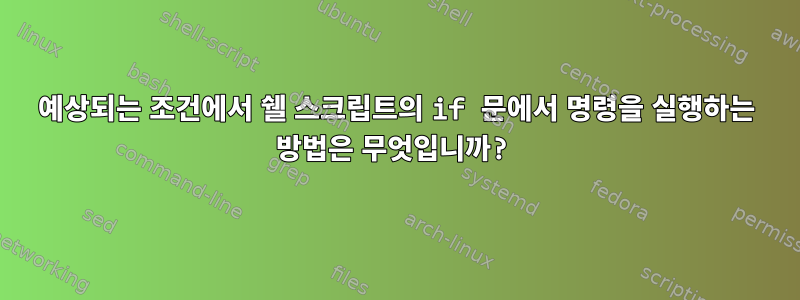 예상되는 조건에서 쉘 스크립트의 if 문에서 명령을 실행하는 방법은 무엇입니까?