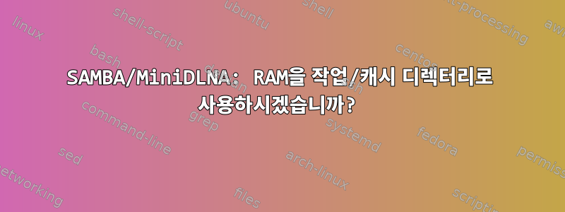 SAMBA/MiniDLNA: RAM을 작업/캐시 디렉터리로 사용하시겠습니까?