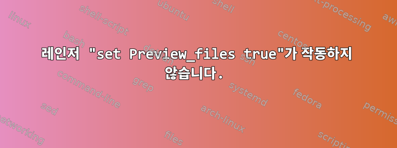 레인저 "set Preview_files true"가 작동하지 않습니다.