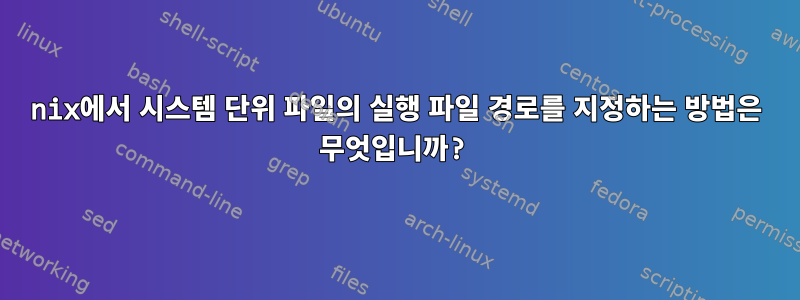 nix에서 시스템 단위 파일의 실행 파일 경로를 지정하는 방법은 무엇입니까?