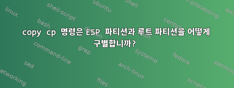 copy cp 명령은 ESP 파티션과 루트 파티션을 어떻게 구별합니까?