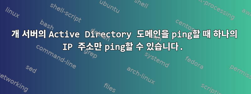 4개 서버의 Active Directory 도메인을 ping할 때 하나의 IP 주소만 ping할 수 있습니다.