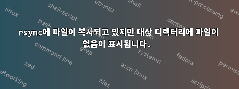 rsync에 파일이 복사되고 있지만 대상 디렉터리에 파일이 없음이 표시됩니다.