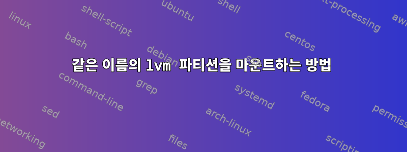 같은 이름의 lvm 파티션을 마운트하는 방법