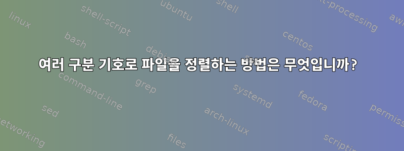 여러 구분 기호로 파일을 정렬하는 방법은 무엇입니까?