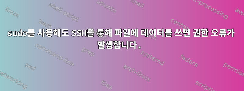 sudo를 사용해도 SSH를 통해 파일에 데이터를 쓰면 권한 오류가 발생합니다.