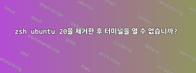 zsh ubuntu 20을 제거한 후 터미널을 열 수 없습니까?